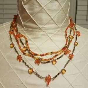  Vintage Coldwater Creek, Long, Orange Necklace